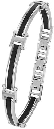 s.Oliver Armband Edelstahl Herren Armschmuck, 18,5+1,5+1,5 cm, Silber, Kommt in Schmuck Geschenk Box, 2035798