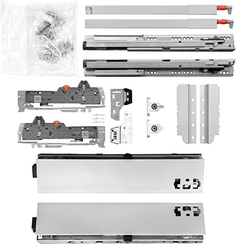 BLUM Schubladenschienen TANDEM SET; Zargenhöhe 83mm inkl. Reling 195mm, mit TIP-ON BLUMOTION, 30kg, NL600mm, grau, bis KB600mm