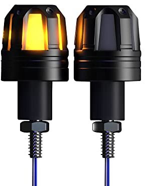 Riloer 2PCS 12V LED Motorcycle Indicators Amber Handlebar End 22mm