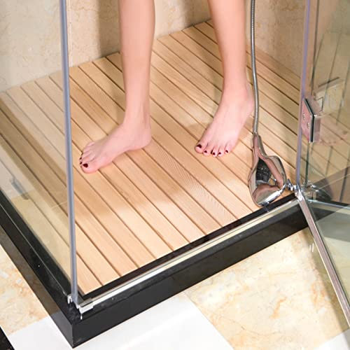 Badezimmer-Duschmatte, Holzmatte für Badewanne, Holz-Duschmatte, luxuriöse moderne Fußmatte, natürliche Duschmatte, Premium-Umweltfreundlich, für Spa oder Außenbereich (50 x 50 cm/20 x 20 Zoll) (90