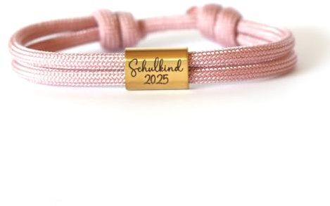 Personalisiertes Kinderarmband als Einschulungsgeschenk mit Namensgravur – Edelstahl & Nylon Armband mit Laser Gravur für Jungen & Mädchen – Schulanfang, Schultüte, Schulstart