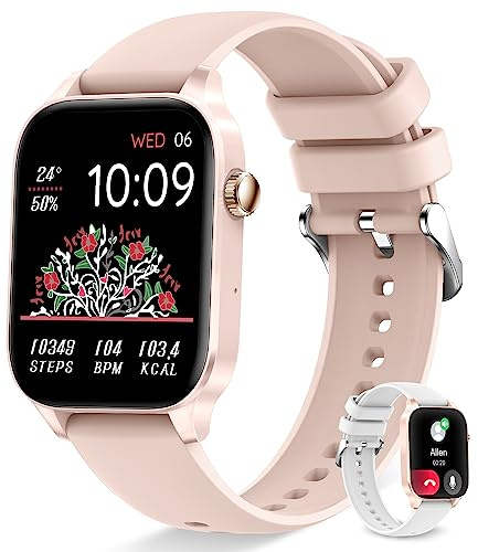 Smartwatch dam samtal och meddelanden meddelanden, 1,85 tum röstassistent klocka smart klocka pulsmätare sömn spO2 digital klocka för Android iOS fitness stegräknare 20 sportlägen