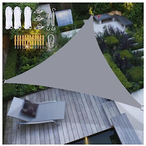 Voile D'Ombrage Triangle ， ImperméAble Toile Ombrage UV Protection Toile Dombrage ， pour Patio Jardin, Terrasse,ExtéRieur, Balcon,Gray-5m/16ftx5m/16ftx5m/16ft