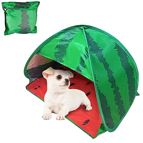 HACRAHO Tenda da spiaggia per cani Riparo solare, 1 confezione Anguria Riparo solare portatile Tenda da spiaggia pop-up automatica Mini tenda per cani e gatti Protezione per animali domestici, M
