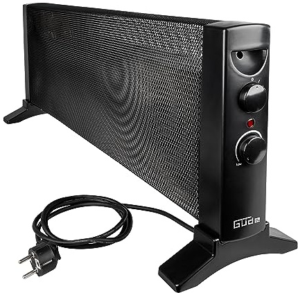 Güde Konvektionsheizgerät GKH 1200 Mica (1200 W Heizleistung, 2 Heizstufen (600/1200W), stufenloser Thermostat, schnelle lautlose Wohlfühlwärme durch Mica-Heizelement & Konvektion, Überhitzungsschutz)