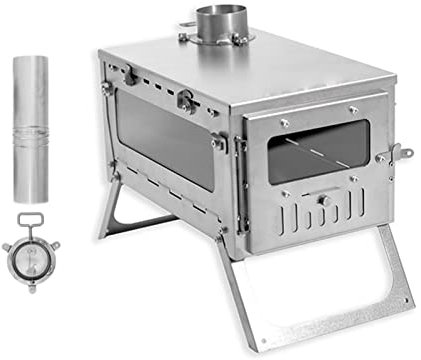 Camping Wood Stove Portable Wood Burning Stove Lightweight tent Stove for Outdoor Cooking Backpacking Hiking Traveling (Titanium)