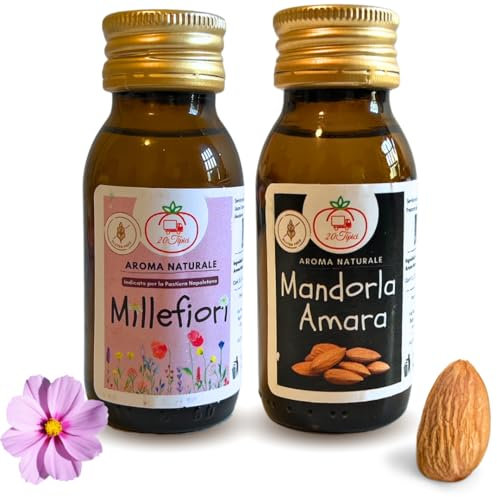 20Tipici® Aroma Naturale Dolci & Biscotti - Aroma Millefiori 60ml + Aroma Mandorla Amara 60ml - Senza Glutine - Pastiera Napoletana - Ideale per Biscotti Natalizi