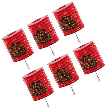 BESTonZON 6stücke Teiliges Faltbare Rote Papierlaternen Mit Chinesischem Fu-zeichen Tragbare Neujahrsdekoration Für Laternenfest Party Supplies Für Festliche Events Und Gemütliche Atmosphäre