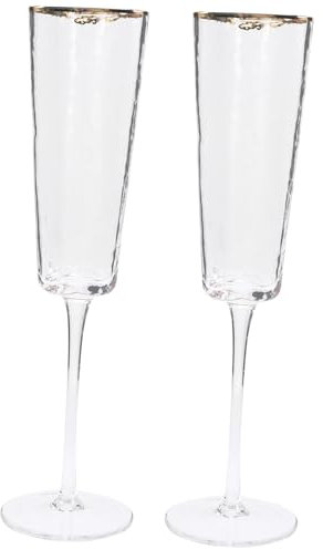 IMIKEYA 2pcs Classic Flutes Glasses Sparkling Wine Crystal Toasting Glasses for Wedding Mrs Mr