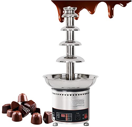 AINITAIFENG Chocolate ?Fondue, Stainless Steel Electric Chocolate Fountain with Hot Melting Pot Base Great for Parties Weddings (5 floors)