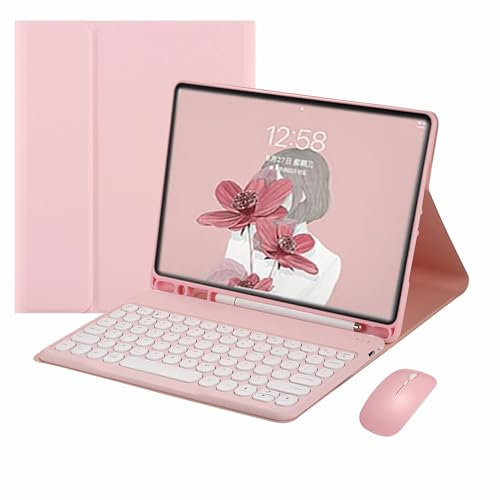 XFTeoux Funda con Teclado para iPad Mini 6 Generación 2021, Cubierta De Teclado Desmontable Inalámbrica De 8,3 Pulgadas para Mini 6ª Generación con Soporte para Lápiz,Rosado