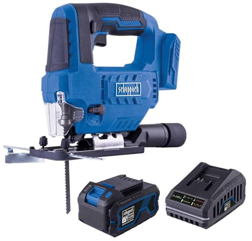 Scheppach Akku-Stichsäge C-JS220-X 20V | Hublänge 19 mm| | Hubzahl 0 ‒ 2400 min-1 | Schnitttiefe max. 100mm (Holz), 6 mm (Metall), 8 mm (Kunststoff) | 20V-IXES-Serie | mit 4Ah Akku & Ladegerät