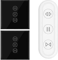 XJRJ Tuya Smart WiFi Blinds Roller Shutter Touch Switch - Voice Control via App Automated Settings 1 Remote 2 switches