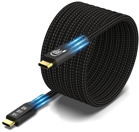 USB C 3.2 Gen 2 Kabel, 20 Gbps, Typ C 4 K @ 60 Hz UHD Video 5A/240 W PD3.1 QC4.0 Schnelles Ladungskabel mit E-Marker, kompatibel mit Thunderbolt 3/4, MacBook Pro Pixel Dell Monitor etc. (USB C 20G 100