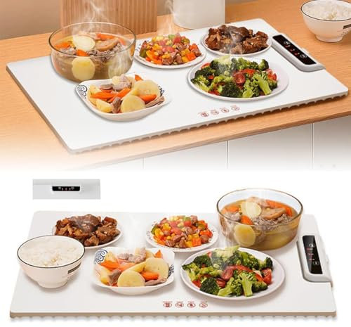 Vassoio scaldavivande elettrico,piastra scaldavivande pieghevole temperatura regolabile 3 velocità,30℃-110℃,cuscinetto scaldavivande flessibile,cuscinetto silicone antiscivolo,for buffet/ristoranti