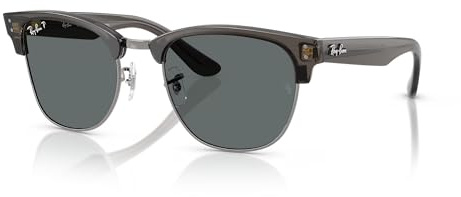 Ray-Ban Clubmaster Rbr0504s Sonnenbrille mit Umkehrfunktion, quadratisch, Dunkelgrau, transparent, auf Plomizo/Dunkelgrau polarisiert, 54 mm