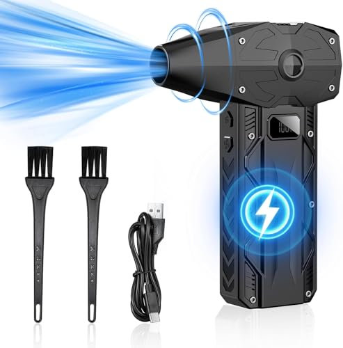 Vogma Rechargeable Electric Compressed Air Duster, 200000RPM 4 Gear Adjustable, Black Plastic, Jet Dry Blower, No Canned Air Duster, Air Blower