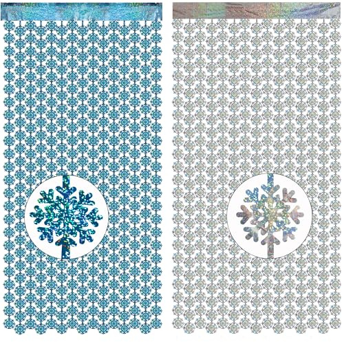 GREATRIL Schneeflocke Lametta Vorhang Blau Silber Glitzer Party Luftschlangen Vorhang Foil Hintergrund Deko für Schneeflocke Winter Wonderland Apres Ski Frozen Gefrorene Geburtstag Party