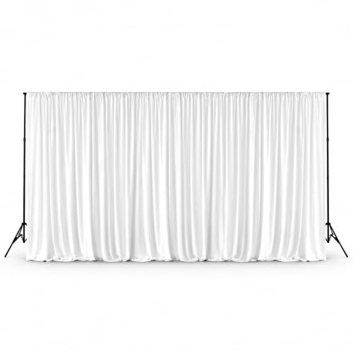 WedDecor 3x6m White Spandex Backdrop Wrinkle Free Photo Booth Backdground | Smooth Pleated Curtain With Rod Pocket, Washable Fabric Photo Background for Weddings, Parties, Events & Stage Decorations
