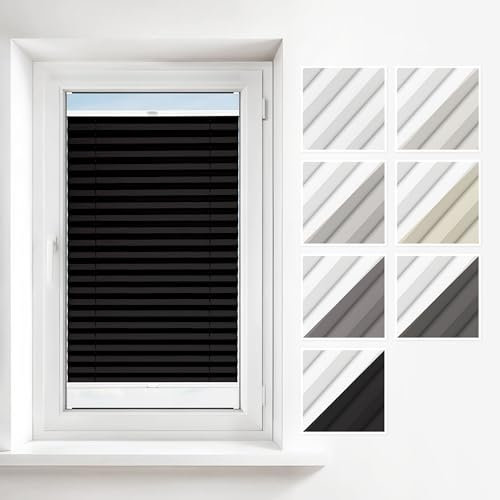 Estika Thermoplissee mit Bohren nach maß Verdunkelung Thermo Plissee klemmfix für Fenster in verschiedenen Breiten (30-129 cm) und Höhen (50-149 cm) Blickdicht erhältlich mit Montagezubehör