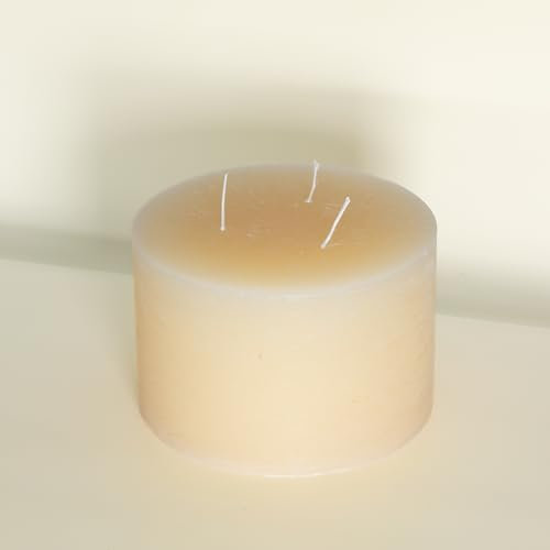 Große Dreidochtkerze, Stumpenkerze 15 cm, naturfarben - Stimmungsvolle Dekoration und extra lange Brenndauer - optional mit edlem Kerzentablett