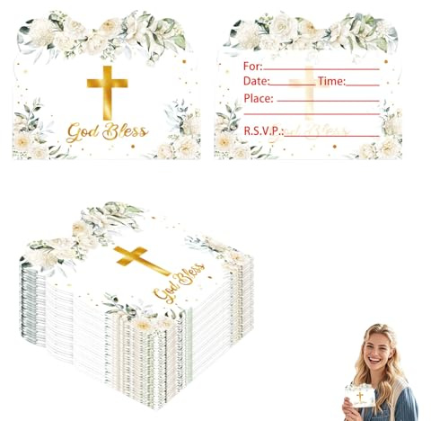WUERKIYA Tarjetas de Invitación Para Comunión Tarjetas de Comunión – Invitaciones Elegantes para Chico y Chica – Excelentes Tarjetas de Felicitación para Comunión