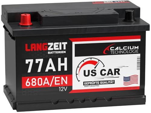 LANGZEIT US Autobatterie 77Ah 12V USA Batterie US Car Batterie 75Ah 80Ah