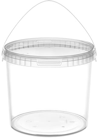 Garronda Eimer mit Deckel 8 L für die Lagerung von Lebensmittel- und Chemischen Produkten Transparent 5 Stück GD-0118