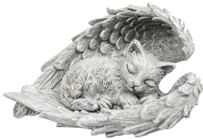 Sweieoni Gatto Angelo Commemorativo Pietra Lapide Gatto per Esterni Angelo Gatto Pietra Commemorativa Pietra Tombale in Poliresina Pietra Commemorativa per Gatti per Terrazza Balcone Giardino