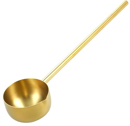 SECFOU Edelstahl Wasserladle Mit Langem Griff Multifunktionale Suppenkelle Für Küche Und Garten Zum Servieren Von Suppen Oder Gießen Von Pflanzen Goldene Ausführung