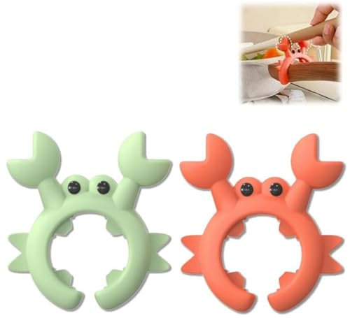 2PCS Crab Spoon Holder for Pot,Silicone Spoon Rest,Spatula HOL-Der,Crab Sp-Oon Holder,for Kitchen Counter Stove Top,Resistant to High Temperatures,Anti-Slip,High Stability,Silicone Gel(Green+Orange)