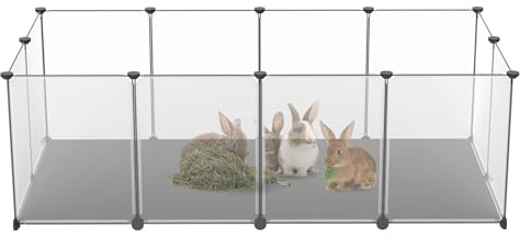 NAIZY Freigehege 12Pcs Laufstall 125x63x42cm Laufgitter mit Matte Welpenlaufstall Weiß Kleintiergehege 30x40cm per Stück Freilaufgehege DIY Erweiterbar Kaninchen Meerschweinchen Gehege