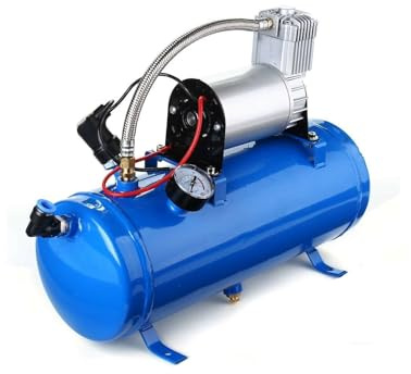 Compresseur d'Air 12V avec Réservoir 6L 150 psi 10 Bar Kit de Alimentation en Air - Klaxon à Air Gonflage de Pneus pour Voiture Camion SUV