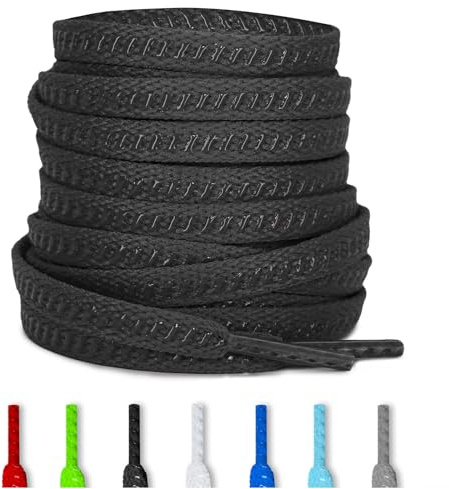 UamGlsob Lacci in Silicone Antiscivolo 7mm per Scarpe da Calcio, Stringhe Resistenti per Chiodate, Running e Scarpe Sportive (Black,140cm)