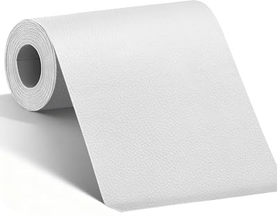 BOUYEER Pelle Adesiva per Riparazioni, 80x180 CM ecopelle toppe adesive per tessuti, Set Riparazione Ecologico & Senza Odori per Mobili/Divano/Sedili Auto/Borse/Restauro, Bianco