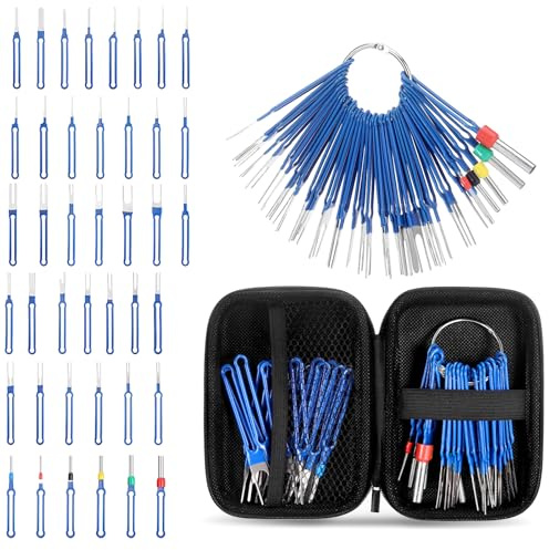 41Pcs Terminal Ejector Kit, Outils de Retrait de Terminal pour Câble de Voiture, Outil de Déverrouillage de Voiture Outils de Extracteur de Cosses pour Retrait de Connecteur de Câble de Voiture(Bleu)