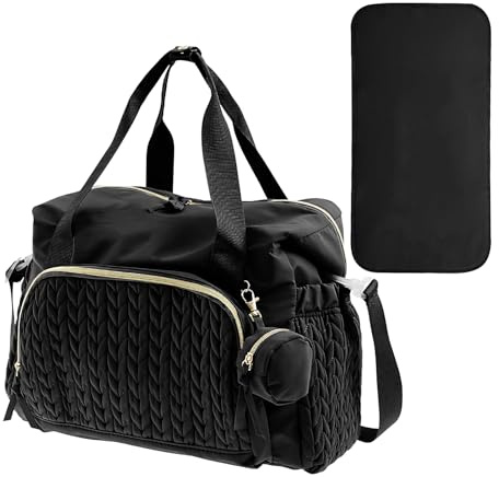 Windeltasche – Wickeltasche für Babys, große Kapazität, mit Schnullerbox | Organizer für Reisewindeln, multifunktionale wiederverwendbare Babytasche | Baby Essentials, Schwarz , Se référer au