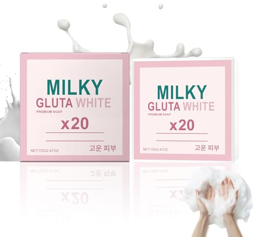 Milch Kernseife Natur, Naturseife Tiefenpflege, Seife Fest mit Honig & Glutathion, Gesichtsseife & Handseife & Duschseife, Ziegenmilchseife Verbessert die Stumpfheit, Milky Gluta White Soap