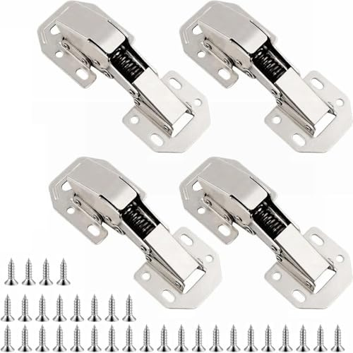 4 Stück Aufschraubscharnier Softclose 90° 113x43mm mit Schrauben | Schrankscharniere mit Hydraulische Dämpfung Scharnierer Schrankscharnier für Möbel Schranktür Holztür
