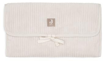 Jollein Matelas à Langer Nomade Cloudy Rib - Oatmeal - Avec Poches et Nœud - Doux et Nettoyable - Tapis à Langer Nomade Idéal pour les Sorties - 71x50 cm