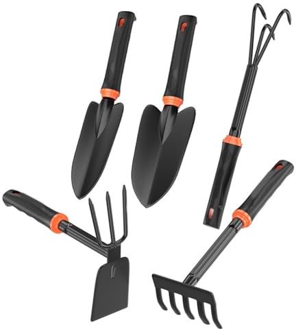 Set di pala da giardino in acciaio al carbonio compatto, costruzione leggera, bordi sicuri per attività di piantagione familiare Set di attrezzi da giardino