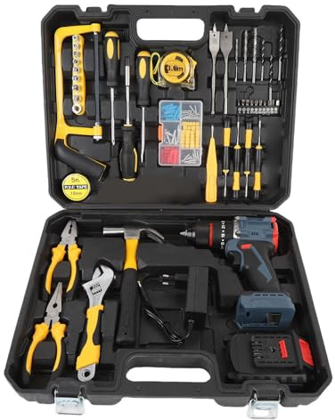 Kit de herramientas de taladro inalámbrico, 1500 rpm, 25 engranajes de torsión, destornillador eléctrico multifuncional con batería de Li y juego de taladro para reparación