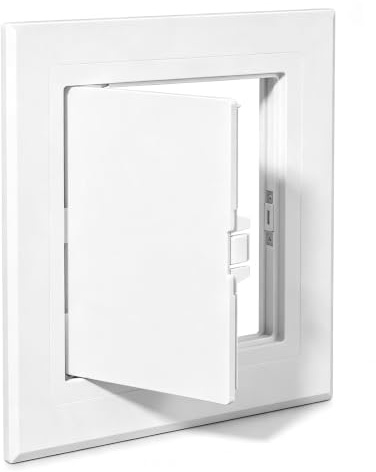 Access Panel 100x100mm - Flush Fit ABS Inspection Hatch for Drywall, Wall and Ceiling. Paintable Door with Hidden Hinges for Electrical and Plumbing Access.