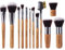 Emaxdesign, ensemble de 12 brosses de maquillage professionnel avec manchon en bambou, pinceau Kabuki de qualité supérieure pour fond de teint, mélanger, fard à joues, anticernes en liquide, poudre, pinceaux pour crème cosmétique, trousse de pinceaux avec un sac