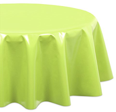 Wachstuchtischdecke OVAL RUND ECKIG Farbe u. Größe wählbar, Tischdecke Wachstuch abwischbar, Uni Einfarbig (Rund 140 cm, Hellgrün)
