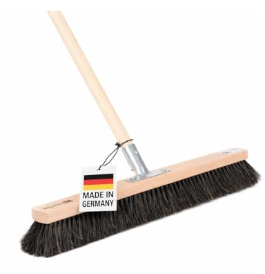 Rosshaar Besen Saalbesen 50cm weiche Borsten mit Stiel 140cm Besenstiel | Sehr weiche feine Naturhaar-Rosshaar-Borsten, Holzstiel-Ø 28mm, Metall-Stielhalter