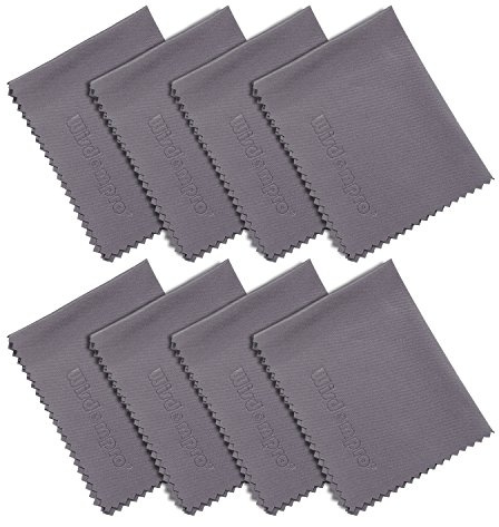 Wisdompro 8-Pack (6 x 7 inch) Microfiber Cleaning Cloth For Camera Lens, Glass, Lenses, Phone, Tablet, Laptop, LCD TV/Computer Screen/Monitor and other Delicate Surface - Grey | For Glass, Lenses, Phone, Tablet, Laptop, LCD TV/Computer Screen/Monitor and other Delicate Surface