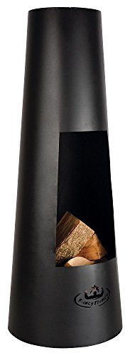 Heavy Duty Chiminea Chimenea Round, Metal, Black, 101 cm Diameter 38 cm Esschert Design