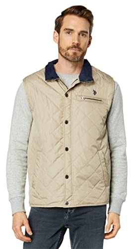 U.S. Polo Assn. Men's Diamond Quilted Vest Outerwear, thomston Khaki, L