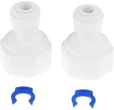 2 Pcs Reverse Osmosis Water System Fitting RO Push Fit Garden Hose Connectors BSP Fitting 1/2 Female Thread-1/4 OD Hose Plastic Pipe Quick Connectors